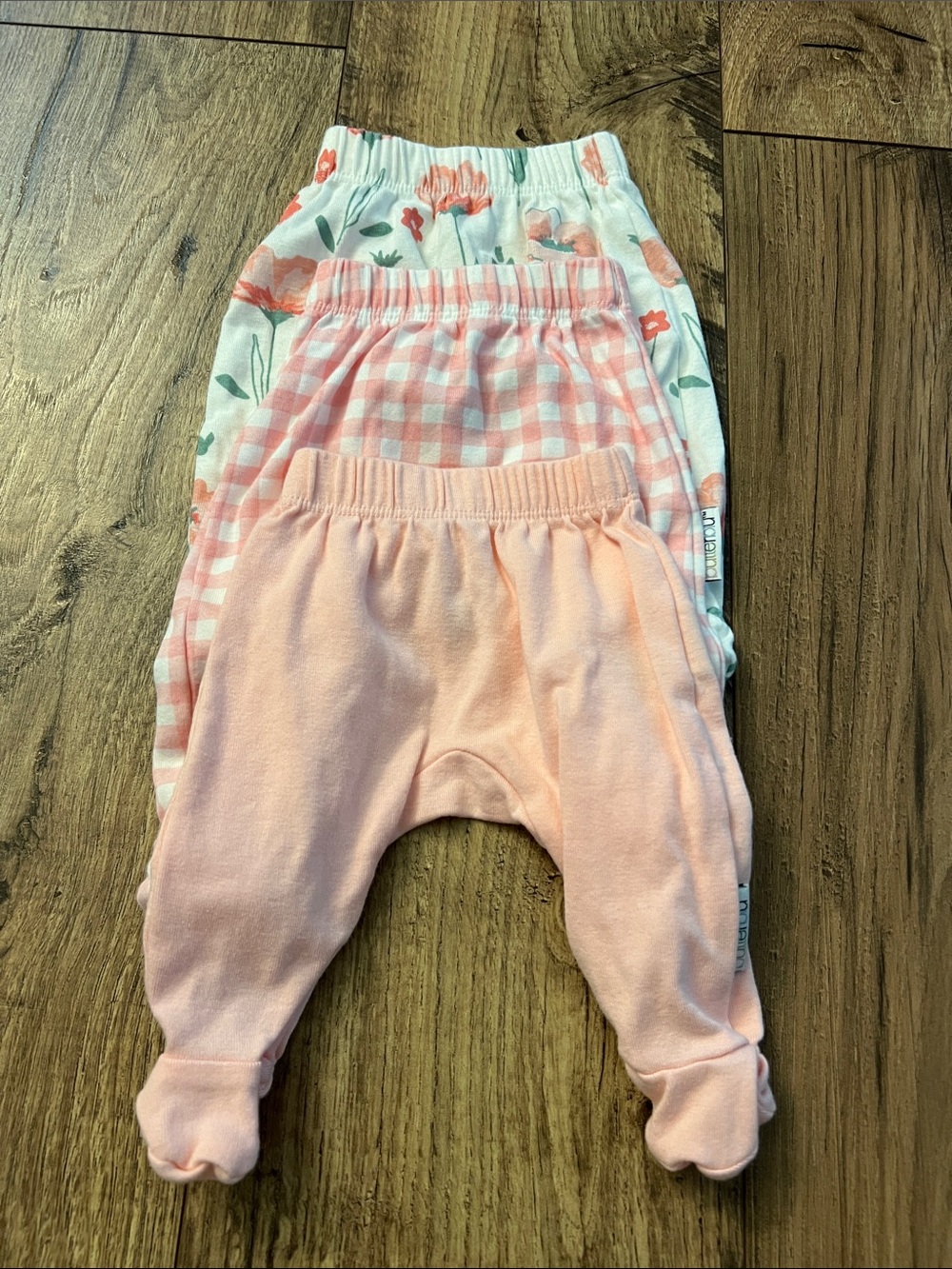 Butterblu Pink and Floral Baby Footed Pants Set